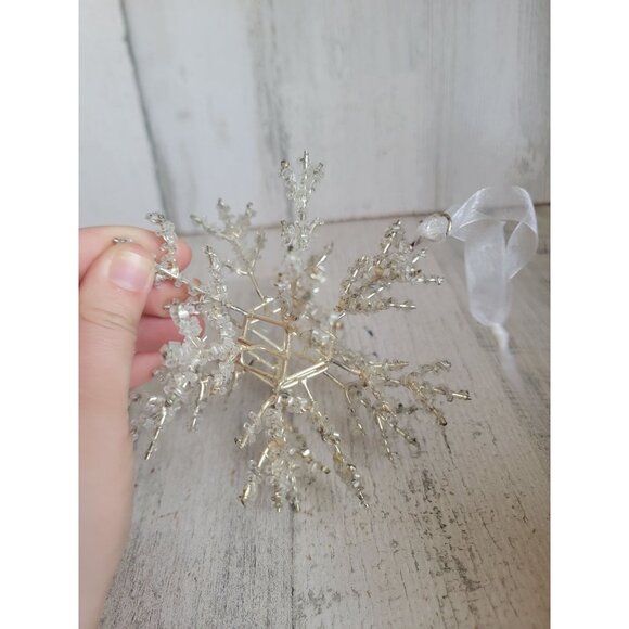 Vintage unique Snowflake beaded ornament Xmas - Picture 5 of 7